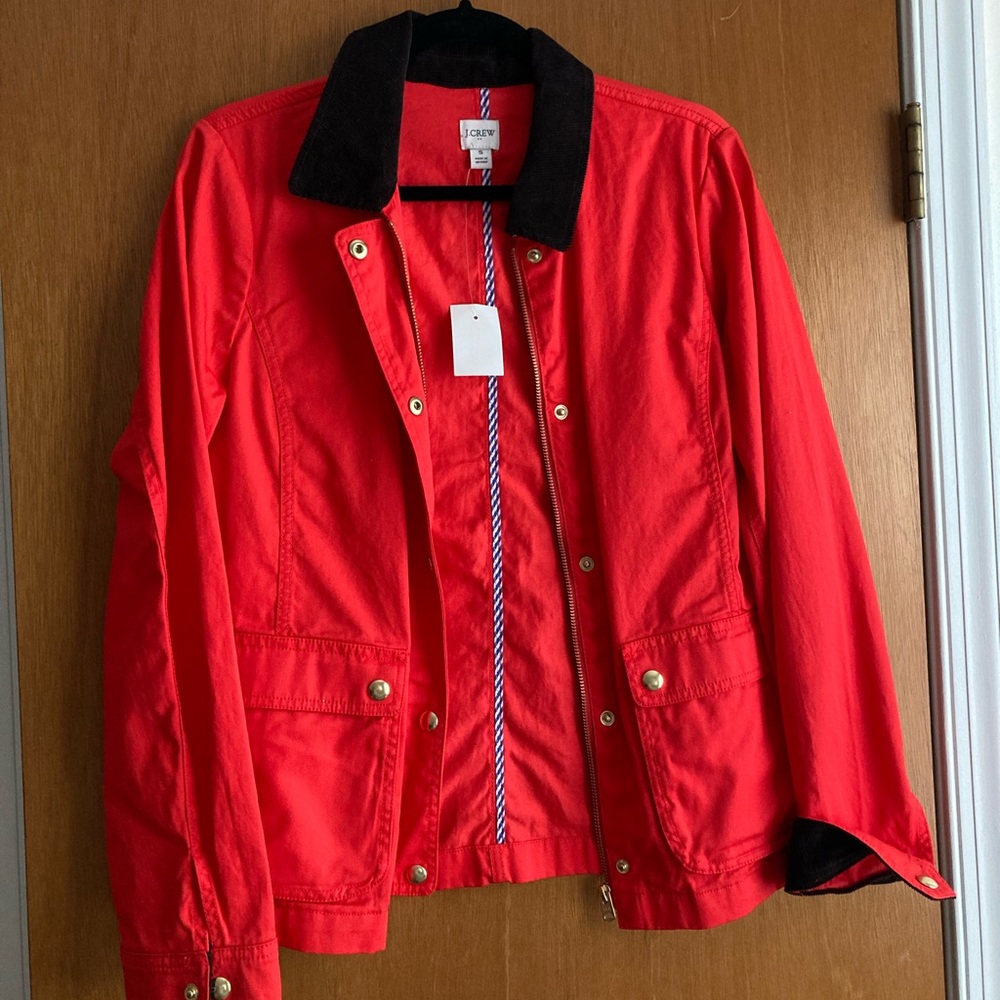 NWT Red J Crew fall jacket with corduroy collar